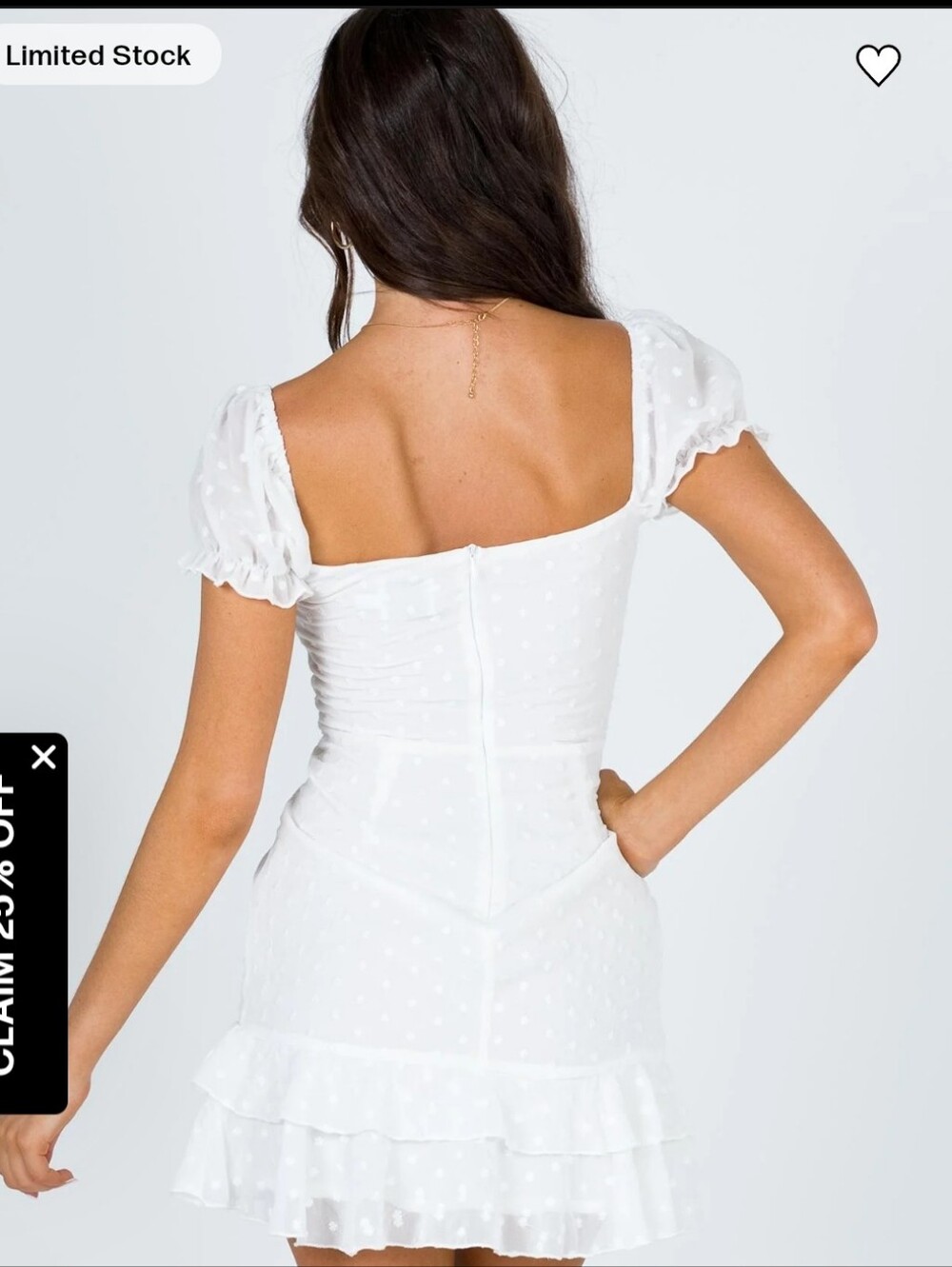 Princess Polly White Swiss Dot Ruffle Babydoll Mini Dress - Picture 7 of 8
